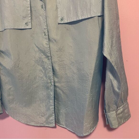 Diane Von Furstenberg L Light Blue Button-Up Shirt - Picture 3 of 7